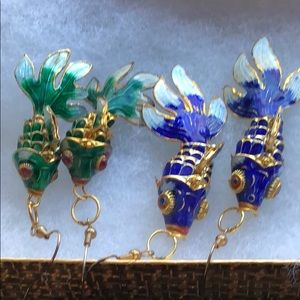 Fantail Cloisonné Fish 🐟 Earrings